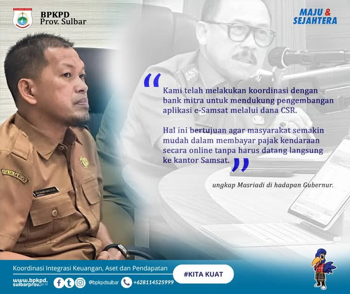 Kepala Badan Pengelola Keuangan dan Pendapatan Daerah (BPKPD) Sulbar, H. Masriadi Nadi Atjo